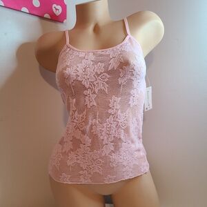 NWT Chantilace Sheer Floral Lace Camisole Size M Light Pink